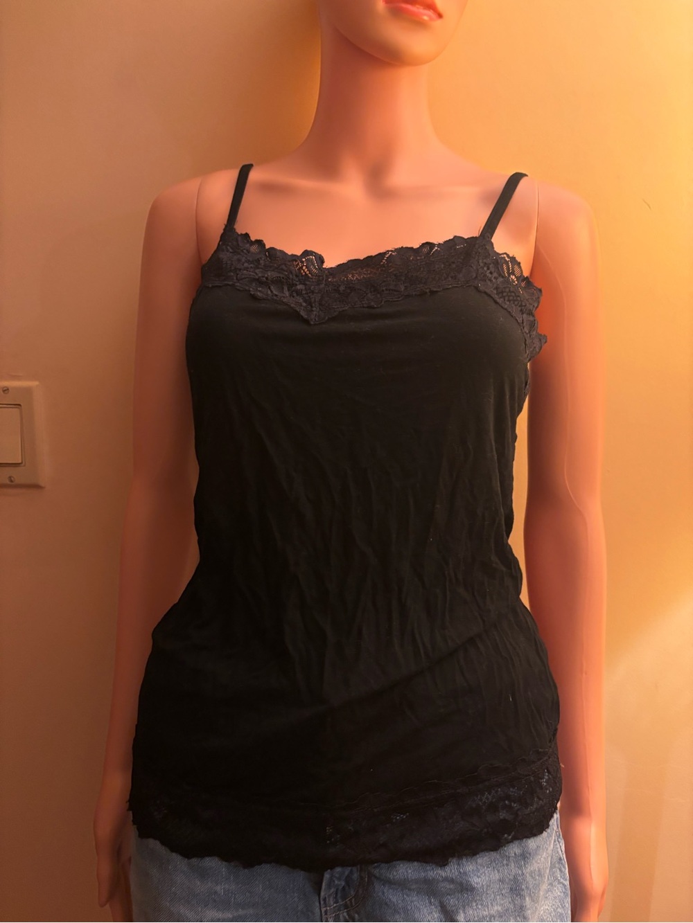 ASOS Black Lace Trim Spaghetti Strap Cami